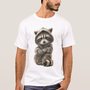Camiseta Bebê Guaxinim Fofo em um Capuz de Tricô Aconchegan