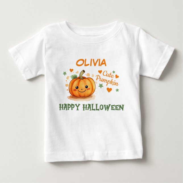 Camiseta Bebê Halloween Abobrinha Fofa  (Frente)