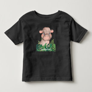 Camiseta Bebê Hipopótamo da Vida Selvagem Fofa 