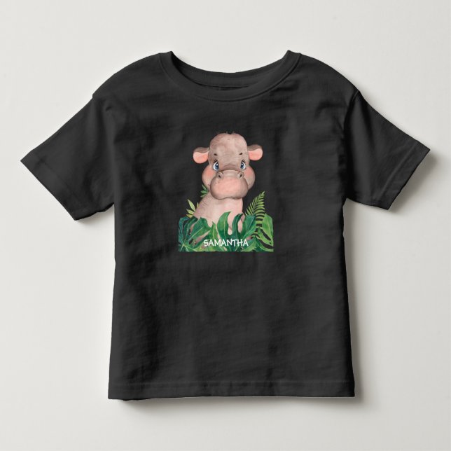 Camiseta Bebê Hipopótamo da Vida Selvagem Fofa  (Frente)