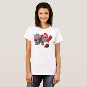Camiseta Bebê Hippo Christmas Moo Deng Lover