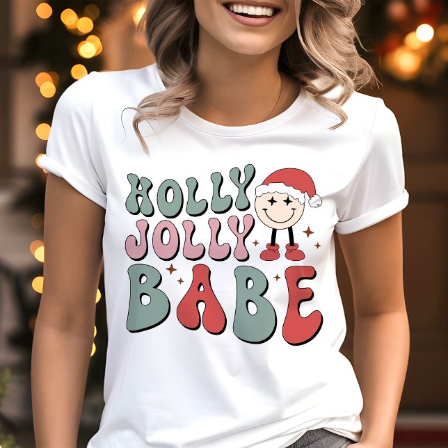 Camiseta Bebê Holly Jolly Retrô Natal Divertido (Criador carregado)