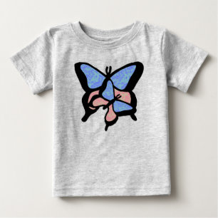 Camiseta Bebê/Infantil Borboletas Azuis e Rosas