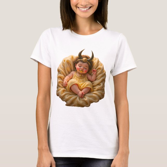 Camiseta Bebê Isis Adormecida – Deusa da Luz. (Frente)