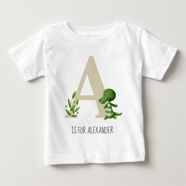 Camiseta Bebê Jacaré Monograma Fofo (Frente)