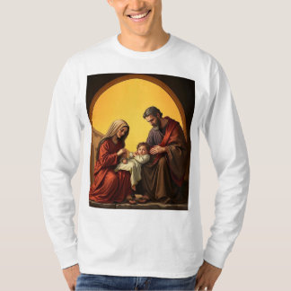 Camiseta Bebê Jesus Maria e José Homens Leve Longa