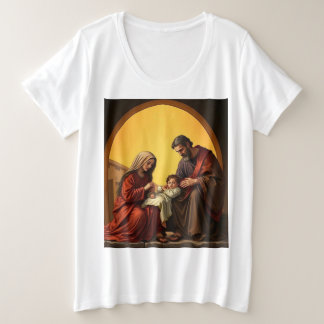 Camiseta Bebê Jesus Mary e Joseph Mulheres Mais do Tamanho