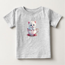 Camiseta Bebê Kitten in Cup Flores Rosa
