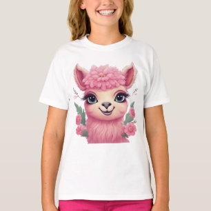 Camiseta Bebê Lama Sorriso Rosa