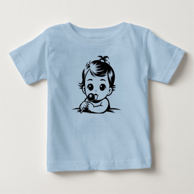 Camiseta bebê lambendo um pirulito (Frente)