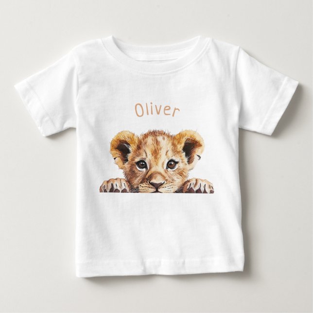 Camiseta Bebê Leão Fofo Personalizado  (Frente)