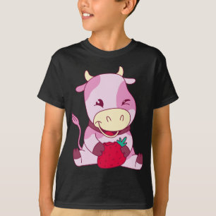 Camiseta Bebê Leite Vaca Adora Morangos Morangos
