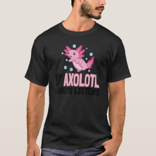 Camiseta Bebê-Linho-Gato Axolotl Meu Axolotl Escuta Salaman