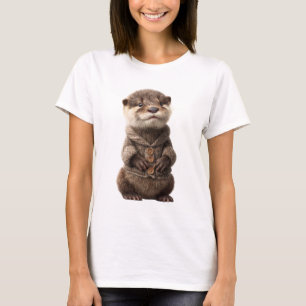 Camiseta Bebê Lontra Adorável em um Tricô Aconchegante