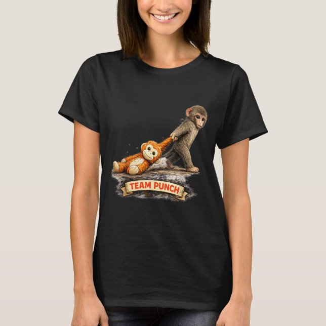 Camiseta Bebê macaco fofo soco zoológico japão design Bebê  (Frente)