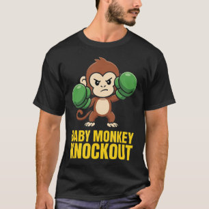 Camiseta Bebê Macaco Nocaute Boxe Divertido Kawaii