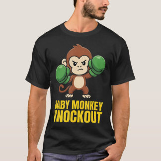 Camiseta Bebê Macaco Nocaute Boxe Divertido Kawaii