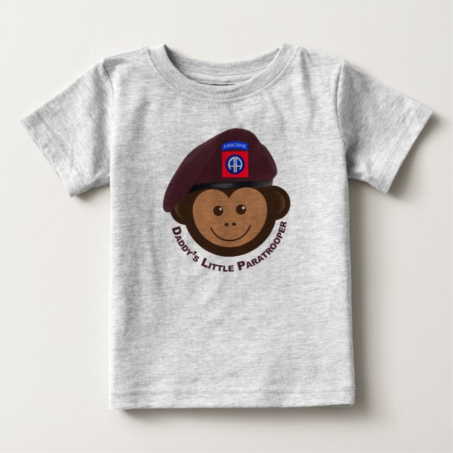 Camiseta Bebê macaco "O Pequeno Paraquedista do Pai" (Frente)