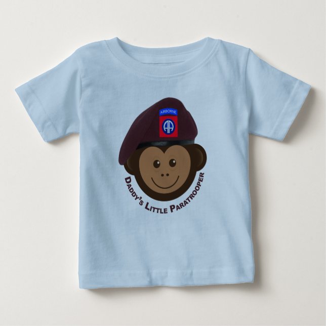 Camiseta Bebê macaco "O Pequeno Paraquedista do Pai" (Frente)