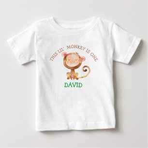 Camiseta Bebê Macaco Primeiro Aniversário Pequeno Macaco