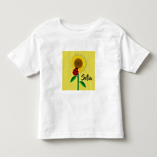 Camiseta Bebê Menina Amarela com Bolinhas e Girass (Frente)