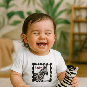 Camiseta Bebê Menina Zebra Zoológico