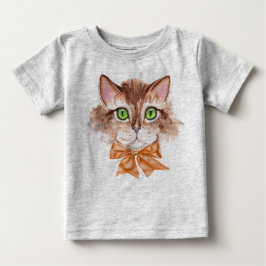 Camiseta Bebê Menino com Rosto de Gato