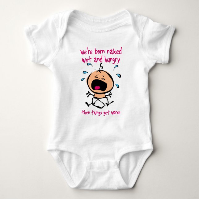 Camiseta Bebê Molhado Com Fome Dorminhoco Agarradinho (Frente)