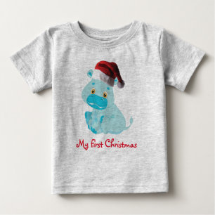 Camiseta Bebê Natal Hippo