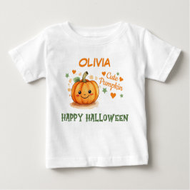 Camiseta Bebê no Halloween Abóbora Fofa 