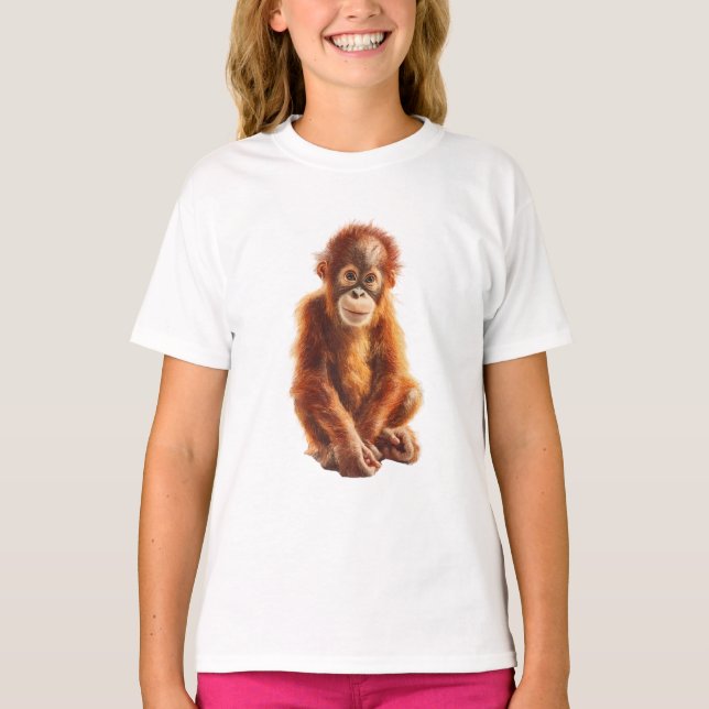Camiseta Bebê Orangotango Sorridente Personagem Infantil (Frente)