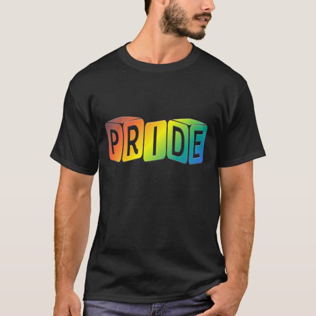 Camiseta Bebê Orgulho Design Cubos Arco-íris (Frente)