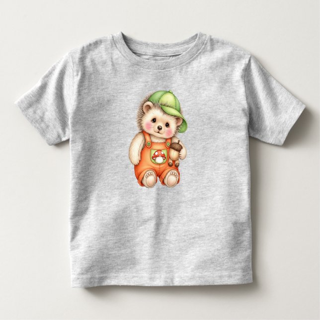 Camiseta Bebê ouriço em macacão laranja pela Natasha Us (Frente)