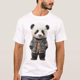 Camiseta Bebê Panda Adorável em Cardigan Aconchegante Trico