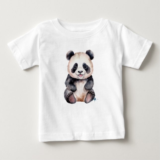 Camiseta Bebê panda água-forte fofo (Frente)