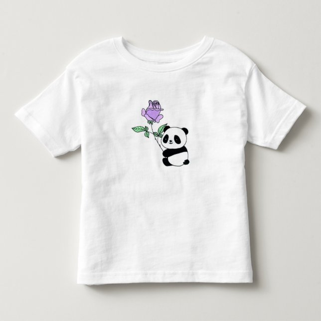 Camiseta Bebê Panda com Nome Personalizado e Rosa Roxa (Frente)