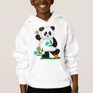 Camiseta Bebê Panda Crianças Com Flores 2