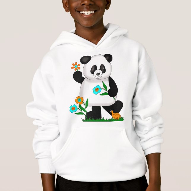 Camiseta Bebê Panda Crianças Com Flores 2 (Frente)
