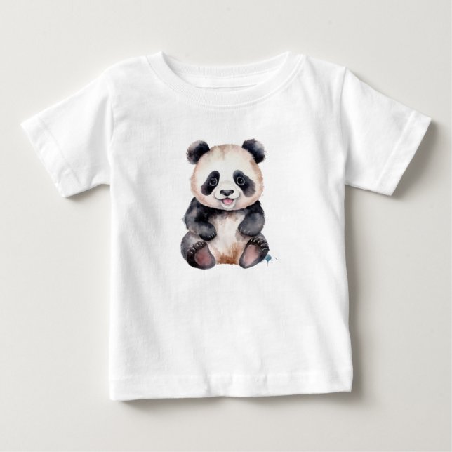 Camiseta Bebê panda fofo aquarela (Frente)