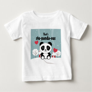 Camiseta Bebê Panda Fofo Na Neve Cinza Do Inverno