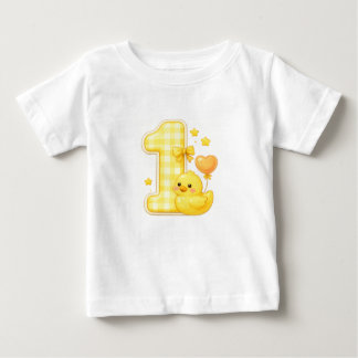 Camiseta Bebê Pato Um Primeiro 1º Aniversário