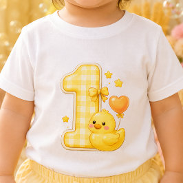 Camiseta Bebê Pato Um Primeiro 1º Aniversário
