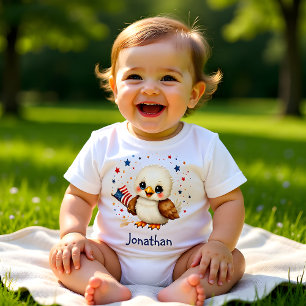 Camiseta Bebê Patriótico Águia Adorável Personalizado 