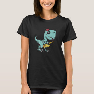 Camiseta Bebê perfeito T-Rex Saxofone Músico Dinossauro Gif