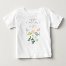 Camiseta Bebê Personalizado de Aquarela de Dinossauro Fofo