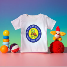 Camiseta Bebê Personalizado Moderno, Bonito, Tortoise Azul 