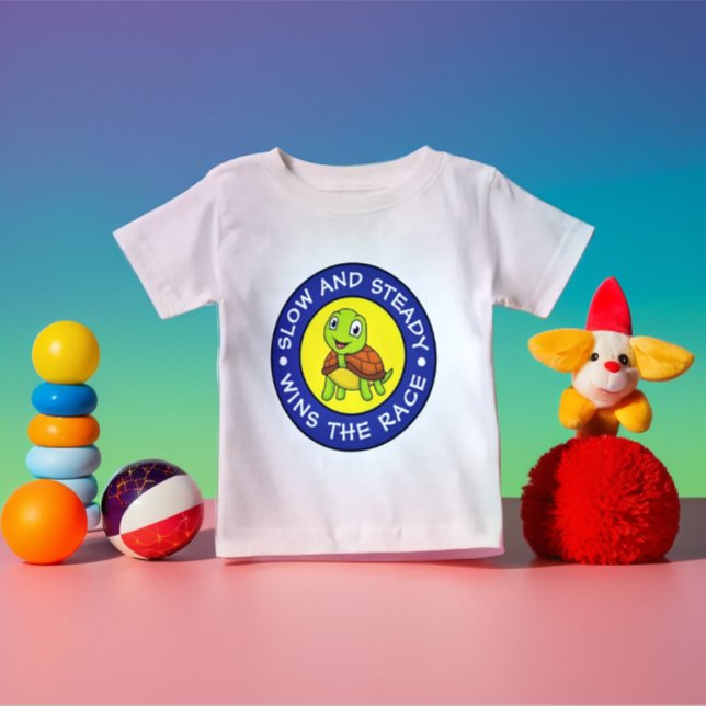 Camiseta Bebê Personalizado Moderno, Bonito, Tortoise Azul  (Modern Cute Personalized Baby Tortoise Blue Yellow Baby T-Shirt )