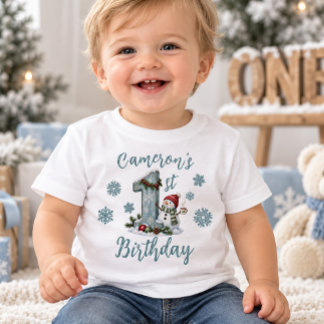 Camiseta Bebê Personalizado Primeiro Aniversário Inverno Bo