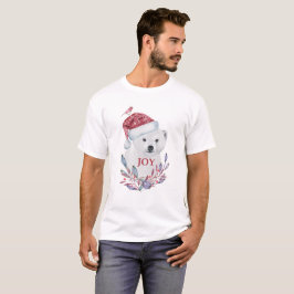 Camiseta Bebê Polar Bear Chapeuzinho Pássaro Alegria no Nat
