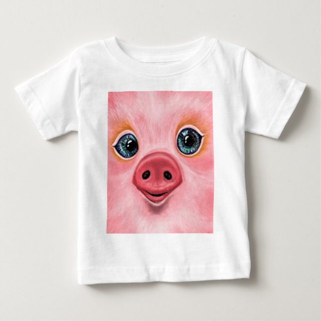Camiseta Bebê Porco Rosa - Sorriso (Frente)
